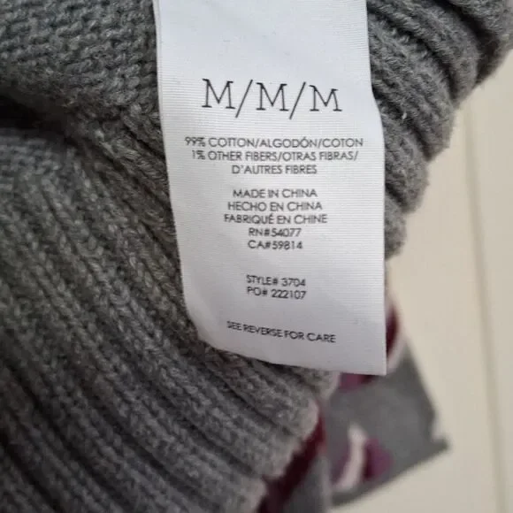 Cabi Eden Gray Purple Floral Bell Sleeve Turtleneck Sweater WOMENs Size M - Picture 5 of 6